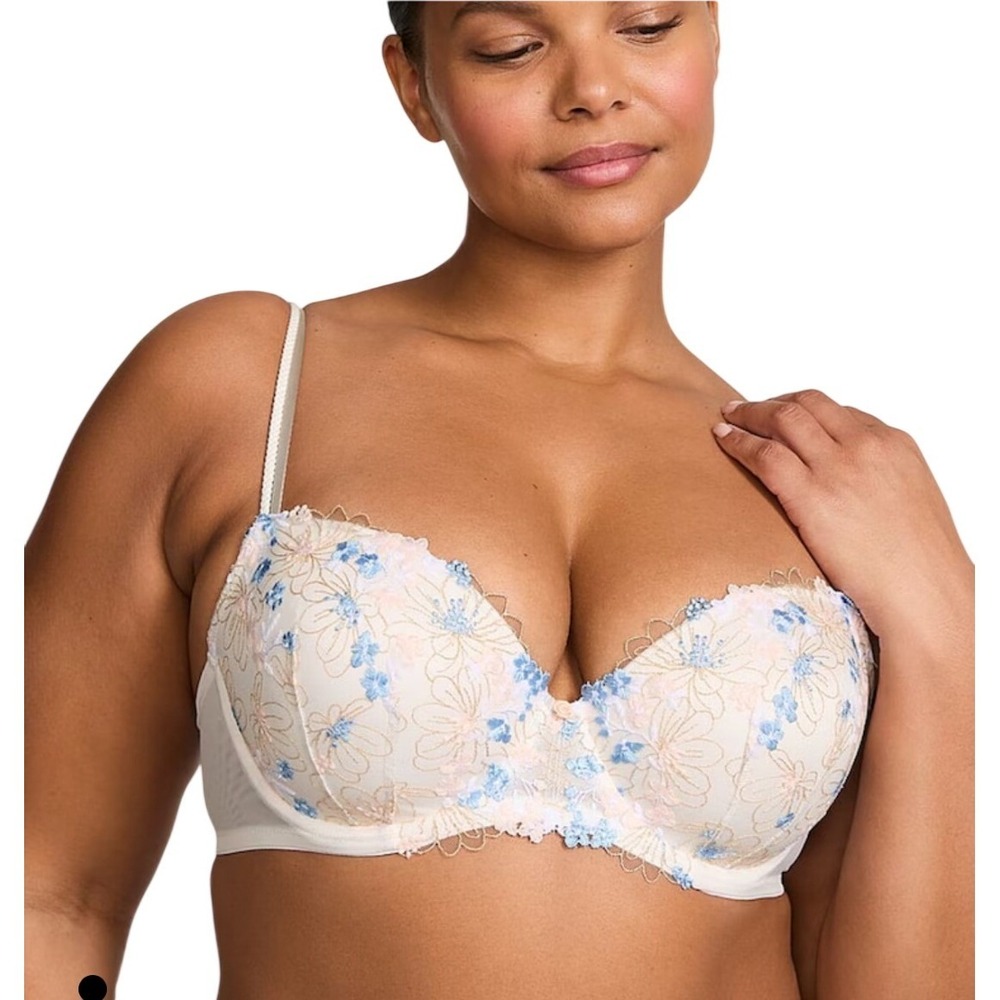Victoria's Secret Bra Womens 40DD Dream Angels Lined Demi White Floral New